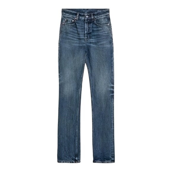 Saint Laurent Straight-Leg Denim Pants With Mid-Blue Wash - NWT